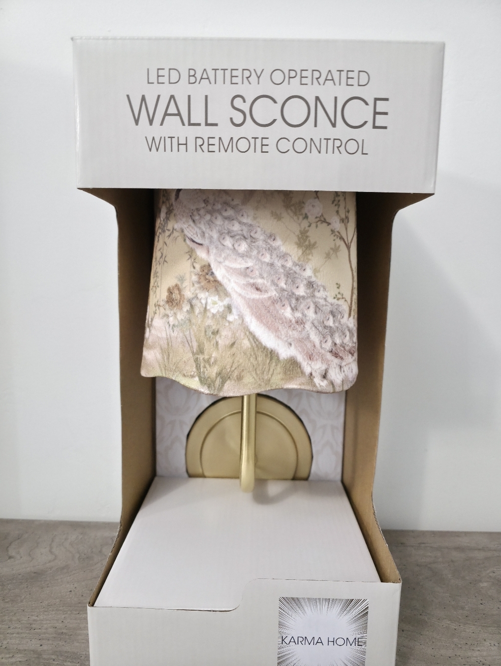 Karma Home LED Wall Sconce Remote Control Peacock Shade Viral TikTok New